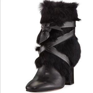 Alexandre Birman Lora Rabbit Fur Block-Heel Boots